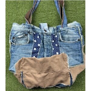 Clancy Jrs California Denim Patchwork Tote Bag Vintage Upcycled Jean Purse